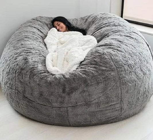 (No fillings ) dropshipping  Bean Bag Chair Giant  Foam Furniture Big Sofa with Soft Faux Fur  Cover living room sofas