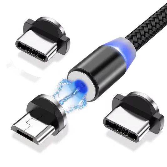 1M 2M Cell Phone 3 In 1 Magnetic USB Cable Braided Charging Magnetic Cable High Quality 3 in 1 Fast Charger Cable Line